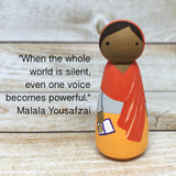 Malala Nobel Prize Peg Doll with Tin