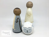 Classic Nativity Peg Doll Set - neutrals and metallics