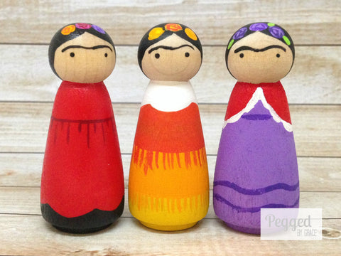 Frida Kahlo Peg Dolls